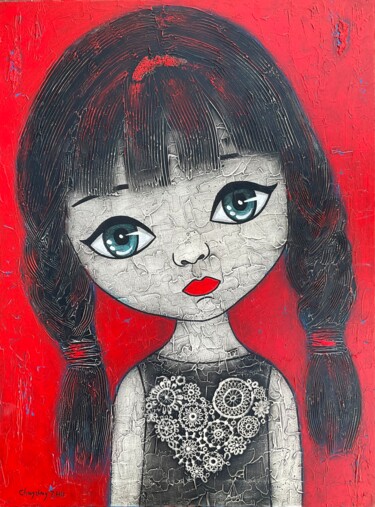 Peinture intitulée "Petite fille 01" par Changzheng Zhu, Œuvre d'art originale, Acrylique
