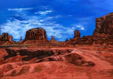 Malerei mit dem Titel "Monument Valley" von Chantal Derrien, Original-Kunstwerk, Acryl