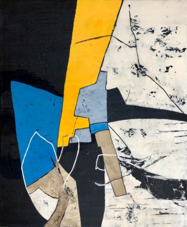Pintura titulada "Jaune et bleu" por Chantal Derrien, Obra de arte original, Acrílico