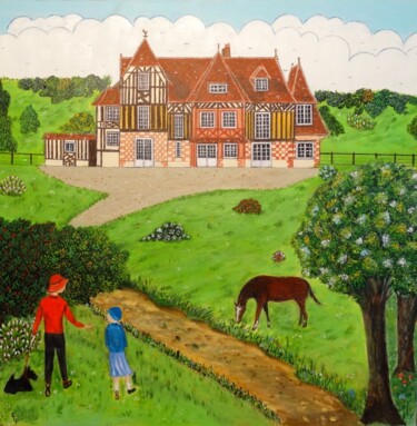 Pintura intitulada "MANOIR NORMAND" por Chantal Le Pape, Obras de arte originais, Acrílico