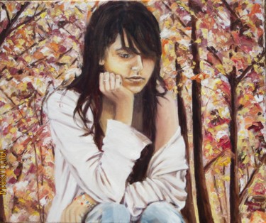 Painting titled "MELANCOLIE.jpg" by Chantal Martin (chm), Original Artwork, Oil