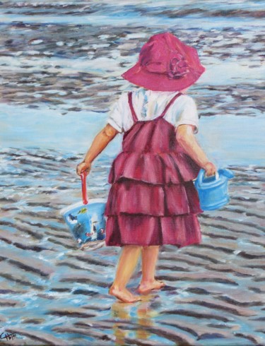 Painting titled "JEUX DE PLAGE" by Chantal Martin (chm), Original Artwork, Oil