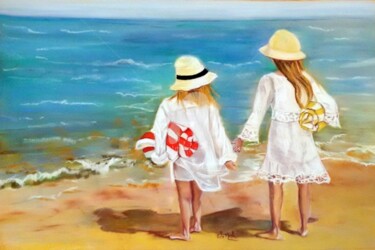 Painting titled "Les Copines" by Chantal Le Mesle, Original Artwork, Pastel