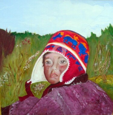 Painting titled "Tomas Le Péruvien" by Chantal Le Mesle, Original Artwork, Acrylic