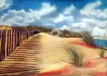 Pintura titulada "La dune" por Chantal Le Mesle, Obra de arte original, Pastel