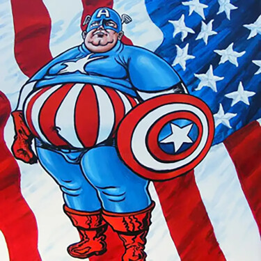 Schilderij getiteld "Capitain America" door Charles Bataille, Origineel Kunstwerk, Acryl