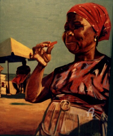 Painting titled "La Palenquera - Col…" by Charles Carson, Original Artwork, Oil