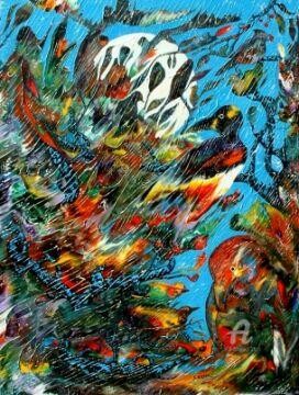 Painting titled "Chant tropical au c…" by Charles Carson, Original Artwork, Oil
