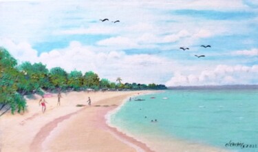 Pintura titulada "La plage avant les…" por Charles Corbin, Obra de arte original, Oleo