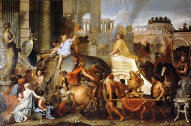 Malarstwo zatytułowany „Entrée d'Alexandre…” autorstwa Charles Le Brun, Oryginalna praca, Olej