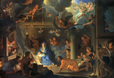 绘画 标题为“L’Adoration des ber…” 由Charles Le Brun, 原创艺术品, 油