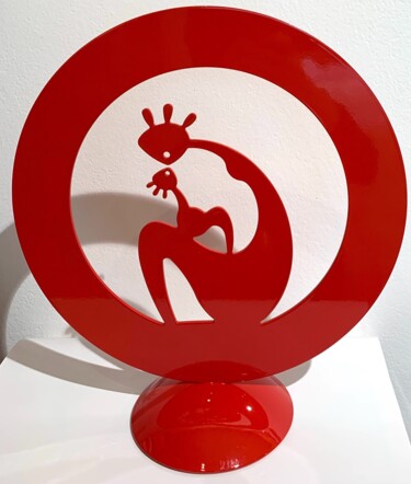 "Mère et enfant rouge" başlıklı Heykel Charles Stratos tarafından, Orijinal sanat, Paslanmaz Çelik