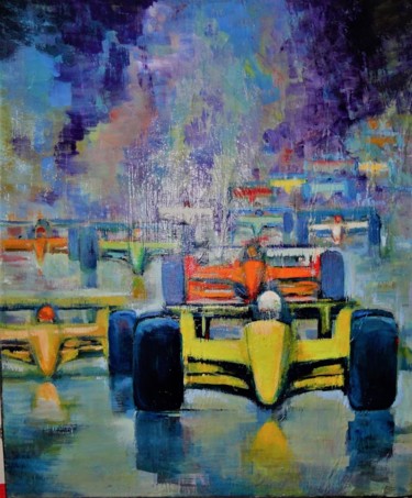 Painting titled "course formule 1-1.…" by Charles Tapiero, Original Artwork, Oil
