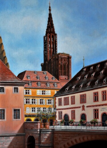 Pittura intitolato "Strasbourg - Pont d…" da Charles Unger, Opera d'arte originale, Olio