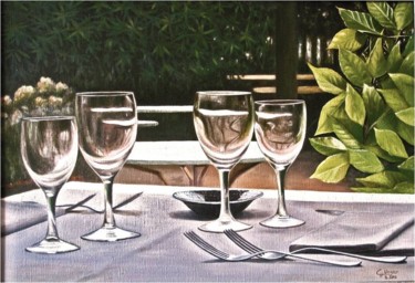 Peinture intitulée "la-table-est-mise-p…" par Charles Unger, Œuvre d'art originale, Huile