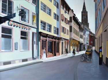 Peinture intitulée "Rue des juifs Stras…" par Charles Unger, Œuvre d'art originale, Huile Monté sur Châssis en bois