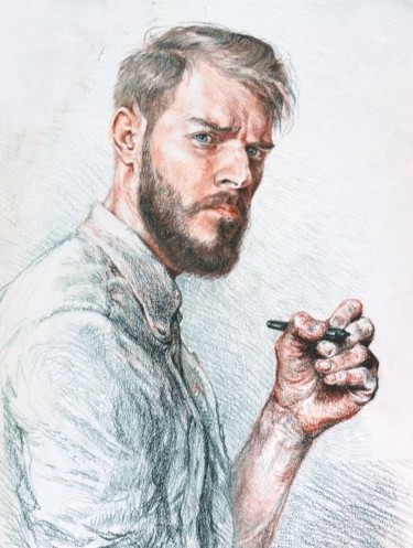 Drawing titled "Autoportrait" by Charles Dubus, Original Artwork, Pastel