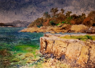 Malerei mit dem Titel "iles de LERINS" von Christian Charlier, Original-Kunstwerk, Glasmalerei