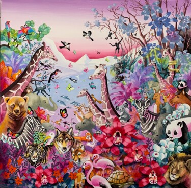 Pintura titulada "Paradis flamboyant" por Charlotte Lachapelle, Obra de arte original, Acrílico