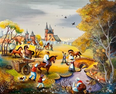 Pittura intitolato "Près du petit pont" da Charlotte Lachapelle, Opera d'arte originale, Acrilico