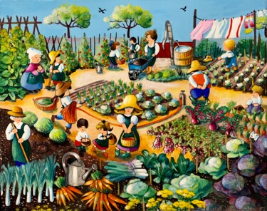 Painting titled "Un jardin potager" by Charlotte Lachapelle, Original Artwork, Acrylic