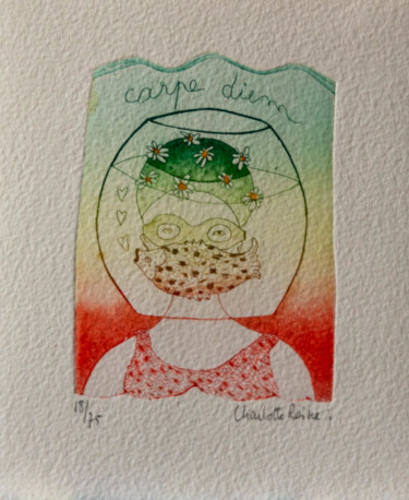 Gravures & estampes intitulée "Carpe Diem" par Charlotte Reine, Œuvre d'art originale, Gravure