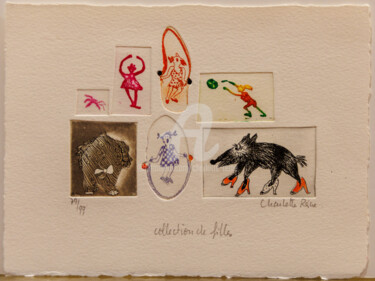 Incisioni, stampe intitolato "Collection de Filles" da Charlotte Reine, Opera d'arte originale, incisione