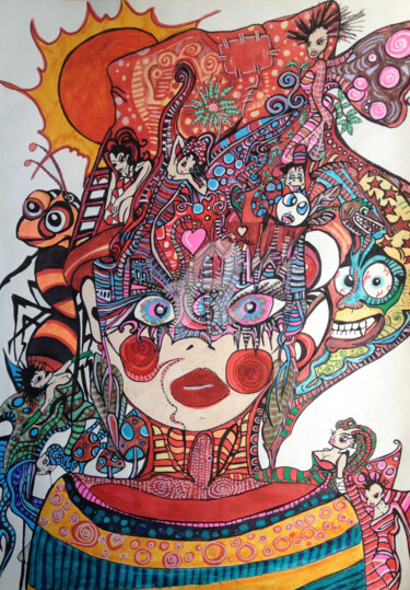 Drawing titled "MANON" by Charly Araña, Original Artwork, Acrylic