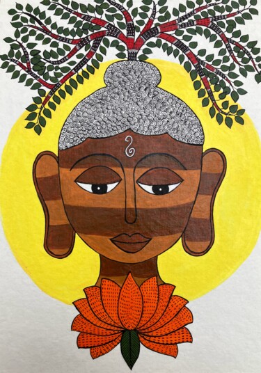 绘画 标题为“Lord Buddha's Enlig…” 由Charul Gandotra, 原创艺术品, 丙烯
