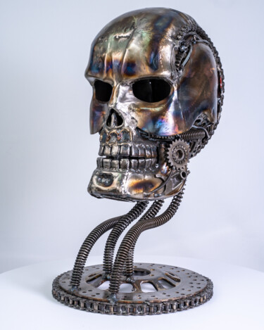 Sculptuur getiteld "Skull metal art scu…" door Chatree Choorachatatorn (Mari9art), Origineel Kunstwerk, Metalen