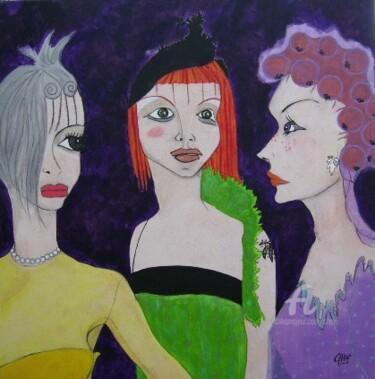 Peinture intitulée "Mère et filles" par Chavi, Œuvre d'art originale, Acrylique