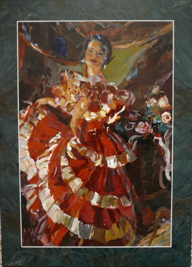 Peinture intitulée "«Фламенко» по мотив…" par Liubov Cheban, Œuvre d'art originale, Pierre