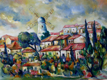 Painting titled "Le Moulin de Jérusa…" by Yankel, Original Artwork