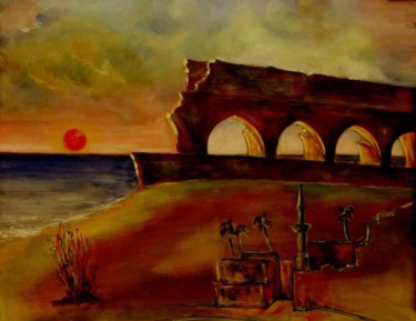 Painting titled "couché de soleil su…" by Yankel, Original Artwork