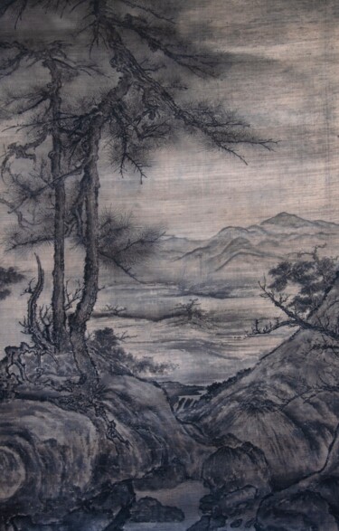 Pintura intitulada "喬松平遠圖" por Chen Jun Cao Tang Wu You, Obras de arte originais, Tinta