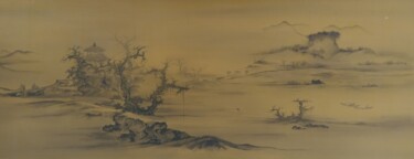 Painting titled "樹色平遠圖" by Chen Jun Cao Tang Wu You, Original Artwork, Ink