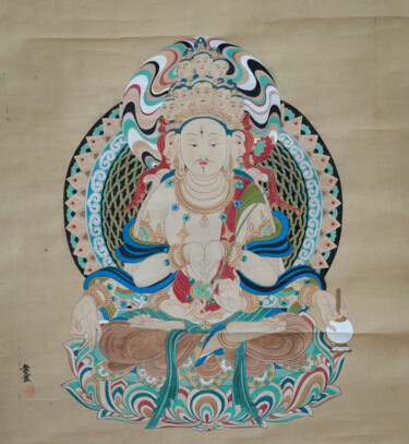 Pittura intitolato "十一面觀音坐像" da Chen Jun Cao Tang Wu You, Opera d'arte originale, pigmenti