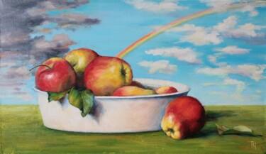 Pittura intitolato "Apple rainbow" da Tatyana Chepkasova, Opera d'arte originale, Olio Montato su Telaio per barella in legno