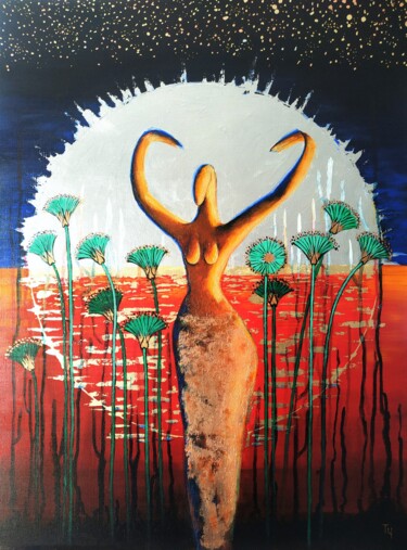 Картина под названием "Awakening" - Tatyana Chepkasova, Подлинное произведение искусства, Акрил Установлен на Деревянная рам…