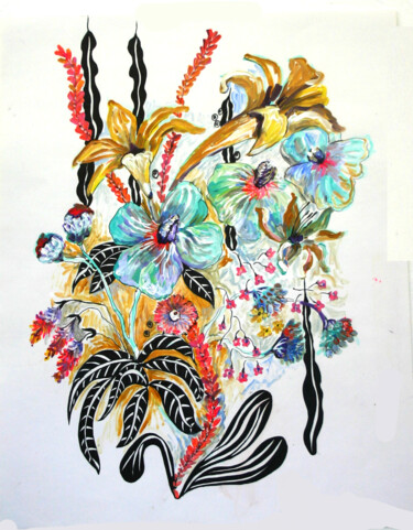 Painting titled "Dream Flowers" by Cheryl Paolini, Original Artwork, Acrylic