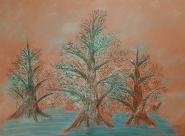 Digital Arts titled "3 дерева" by Irina Zakopets (E R), Original Artwork, Digital Painting