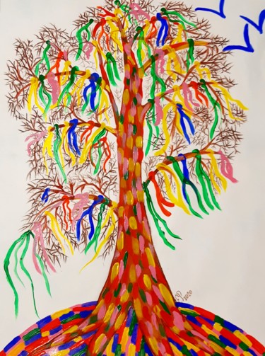 Peinture intitulée "Дерево Счастья" par Irina Zakopets (E R), Œuvre d'art originale, Acrylique