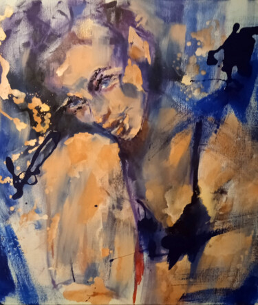Painting titled "Nel blu dipinto di…" by Chiara Abbaticchio, Original Artwork, Oil Mounted on Wood Stretcher frame