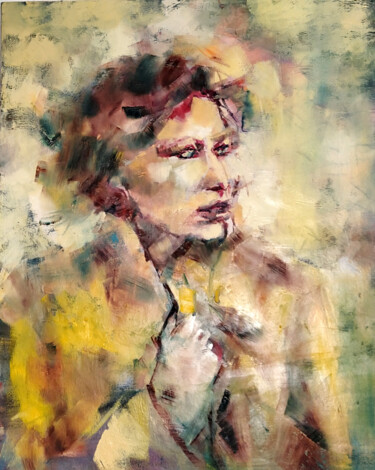 Painting titled "Madame Bovary" by Chiara Abbaticchio, Original Artwork, Oil Mounted on Wood Stretcher frame