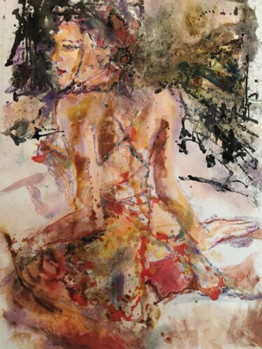 Painting titled "Lingerie" by Chiara Abbaticchio, Original Artwork, Oil Mounted on Wood Stretcher frame