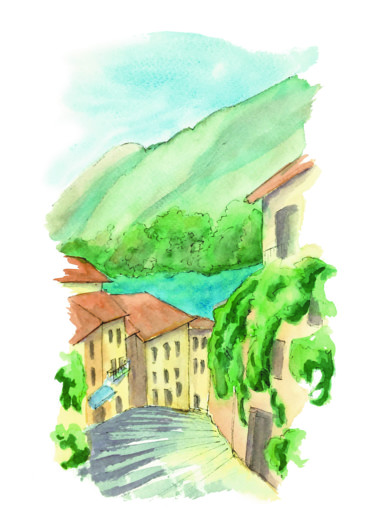 Painting titled "Street view of Sali…" by Chiara Gomiselli (Chiara Go Arts), Original Artwork, Watercolor