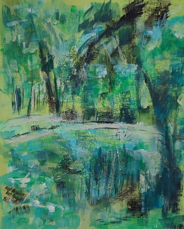 Schilderij getiteld "Balade au jardin" door Chiara M., Origineel Kunstwerk, Acryl