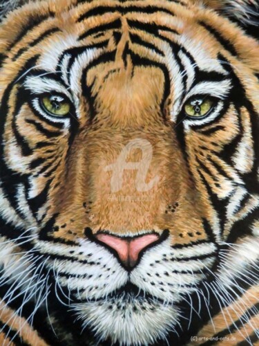 Peinture intitulée "Tiger's Last Roar" par Arts & Dogs, Œuvre d'art originale, Huile