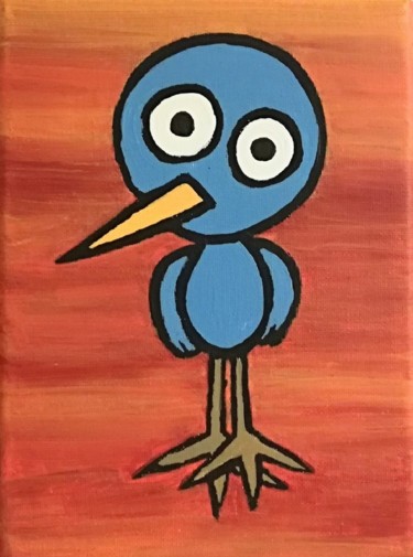 Malerei mit dem Titel "Bird in sunset" von Chiitan Lin, Original-Kunstwerk, Acryl