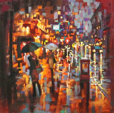 Pintura titulada "Evening Rain at Sul…" por Chin H Shin, Obra de arte original, Oleo Montado en Bastidor de camilla de madera